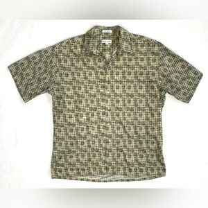 Pierre Cardin Men’s Green Short Sleeve Button Down Cotton Shirt Vintage Size L